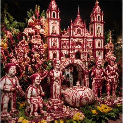 Hand-painted Oaxacan clay figures in an artisan workshop